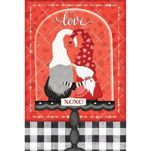 Valentines Gnomes Black Modern Wood Framed Art Print with Double Matting by Pugh, Jennifer