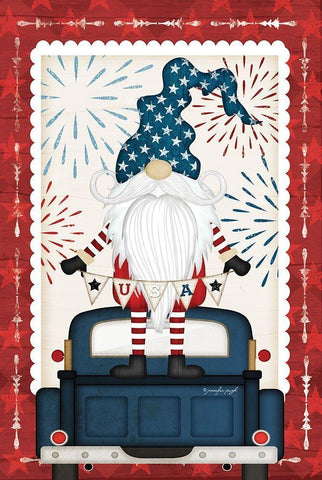 Patriotic Gnome Black Ornate Wood Framed Art Print with Double Matting by Pugh, Jennifer