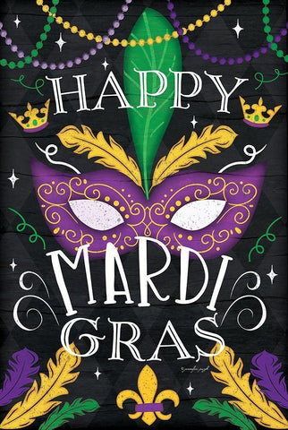 Mardi Gras Black Ornate Wood Framed Art Print with Double Matting by Pugh, Jennifer