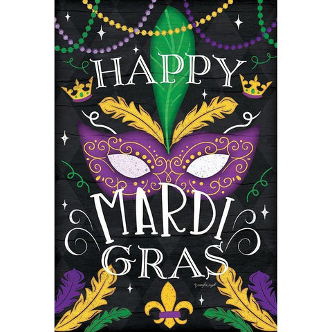 Mardi Gras Black Modern Wood Framed Art Print by Pugh, Jennifer