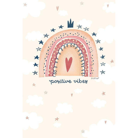 Positive Vibes White Modern Wood Framed Art Print by Pugh, Jennifer