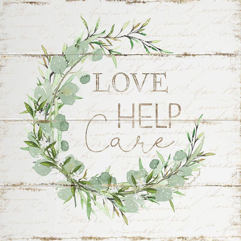 Love Help Care White Modern Wood Framed Art Print with Double Matting by Pugh, Jennifer