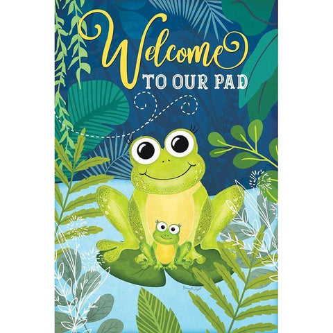 Welcome Frog Gold Ornate Wood Framed Art Print with Double Matting by Pugh, Jennifer