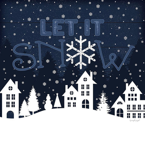 Let It Snow Black Ornate Wood Framed Art Print with Double Matting by Pugh, Jennifer