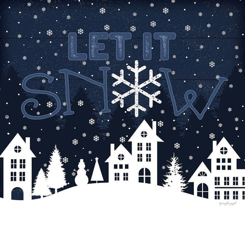 Let It Snow Gold Ornate Wood Framed Art Print with Double Matting by Pugh, Jennifer