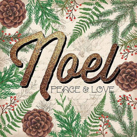 Peace and Love Noel Black Ornate Wood Framed Art Print with Double Matting by Pugh, Jennifer