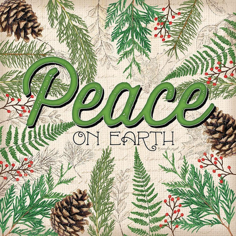 Peace on Earth Black Ornate Wood Framed Art Print with Double Matting by Pugh, Jennifer