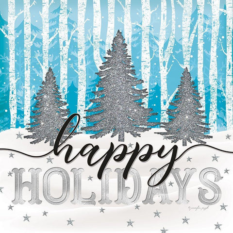 Happy Holidays White Modern Wood Framed Art Print by Pugh, Jennifer