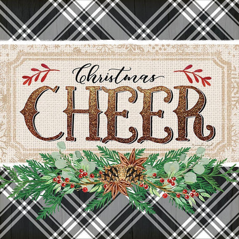 Christmas Cheer Black Ornate Wood Framed Art Print with Double Matting by Pugh, Jennifer