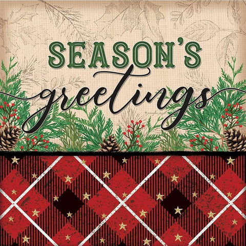 Seasons Greetings Black Ornate Wood Framed Art Print with Double Matting by Pugh, Jennifer