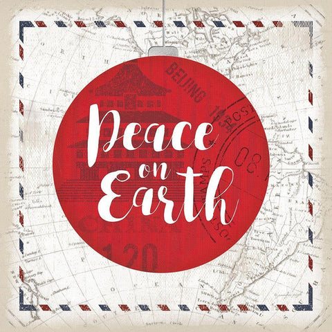 Peace on Earth White Modern Wood Framed Art Print with Double Matting by Pugh, Jennifer