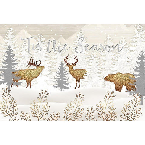 Tis the Season Gold Ornate Wood Framed Art Print with Double Matting by Pugh, Jennifer