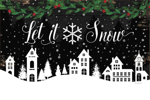 Let It Snow Black Ornate Wood Framed Art Print with Double Matting by Pugh, Jennifer