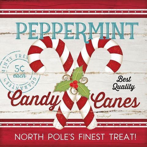 Candy Canes White Modern Wood Framed Art Print by Pugh, Jennifer