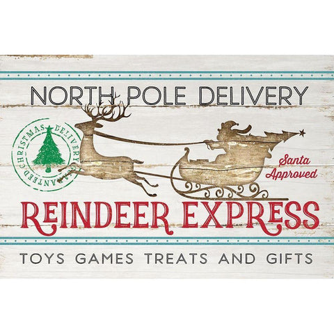 Reindeer Express Gold Ornate Wood Framed Art Print with Double Matting by Pugh, Jennifer