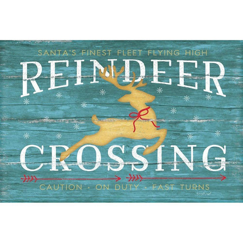 Reindeer Crossing Gold Ornate Wood Framed Art Print with Double Matting by Pugh, Jennifer