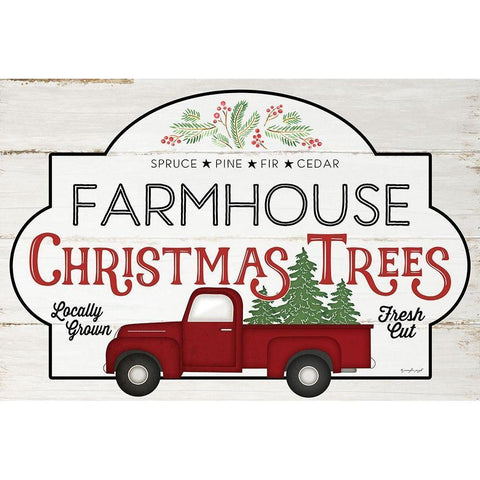 Farmhouse Christmas Trees White Modern Wood Framed Art Print by Pugh, Jennifer