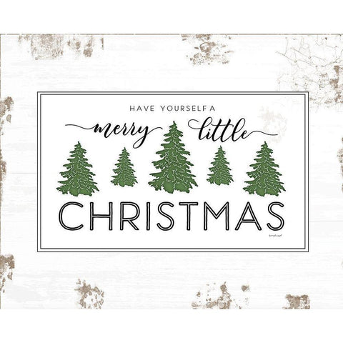 Merry Little Christmas Black Modern Wood Framed Art Print with Double Matting by Pugh, Jennifer