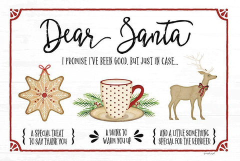 Dear Santa - White Black Ornate Wood Framed Art Print with Double Matting by Pugh, Jennifer