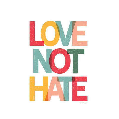 Love Not Hate Black Modern Wood Framed Art Print with Double Matting by Pugh, Jennifer