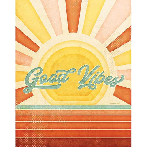 Good Vibes Black Modern Wood Framed Art Print with Double Matting by Pugh, Jennifer