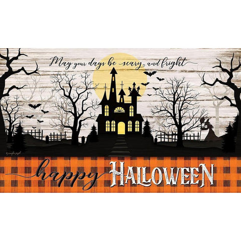 Happy Halloween Black Modern Wood Framed Art Print with Double Matting by Pugh, Jennifer