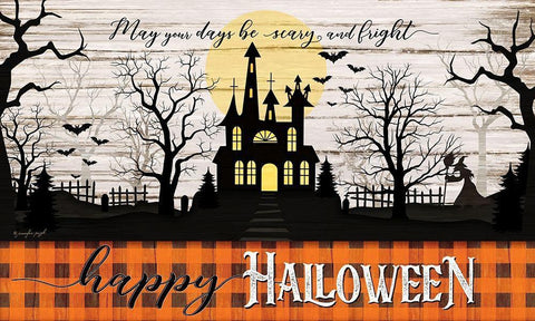 Happy Halloween White Modern Wood Framed Art Print with Double Matting by Pugh, Jennifer