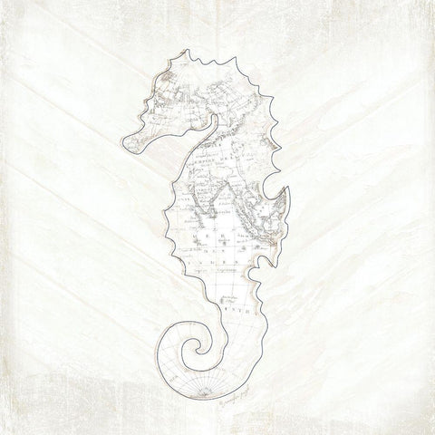 Coastal Seahorse Black Ornate Wood Framed Art Print with Double Matting by Pugh, Jennifer