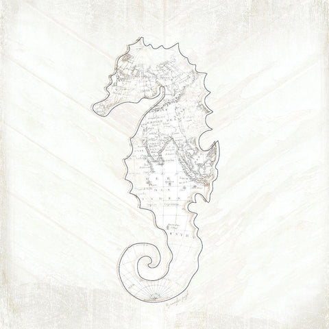 Coastal Seahorse Black Modern Wood Framed Art Print with Double Matting by Pugh, Jennifer