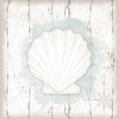 Calming Coastal Shell II Black Ornate Wood Framed Art Print with Double Matting by Pugh, Jennifer