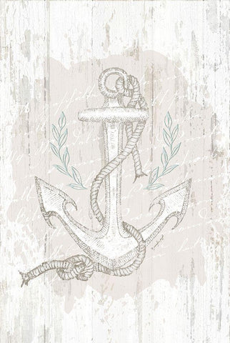 Calming Coastal Anchor Black Ornate Wood Framed Art Print with Double Matting by Pugh, Jennifer