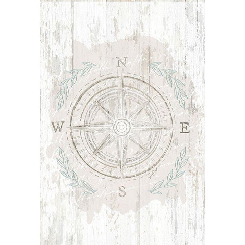 Calming Coastal Compass White Modern Wood Framed Art Print by Pugh, Jennifer