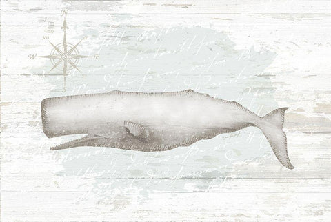 Calming Coastal Whale Black Ornate Wood Framed Art Print with Double Matting by Pugh, Jennifer