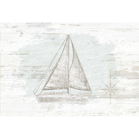 Calming Coastal Sailboat Black Modern Wood Framed Art Print with Double Matting by Pugh, Jennifer