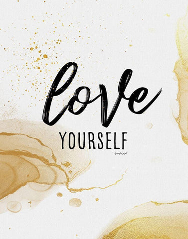 Love Yourself White Modern Wood Framed Art Print with Double Matting by Pugh, Jennifer