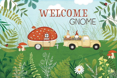 Welcome Gnome White Modern Wood Framed Art Print with Double Matting by Pugh, Jennifer