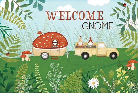 Welcome Gnome Black Ornate Wood Framed Art Print with Double Matting by Pugh, Jennifer