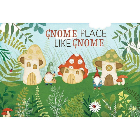 Gnome Place Like Gnome Gold Ornate Wood Framed Art Print with Double Matting by Pugh, Jennifer