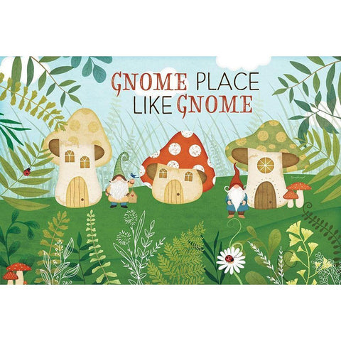 Gnome Place Like Gnome Black Modern Wood Framed Art Print with Double Matting by Pugh, Jennifer