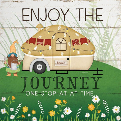 Enjoy the Journey White Modern Wood Framed Art Print with Double Matting by Pugh, Jennifer