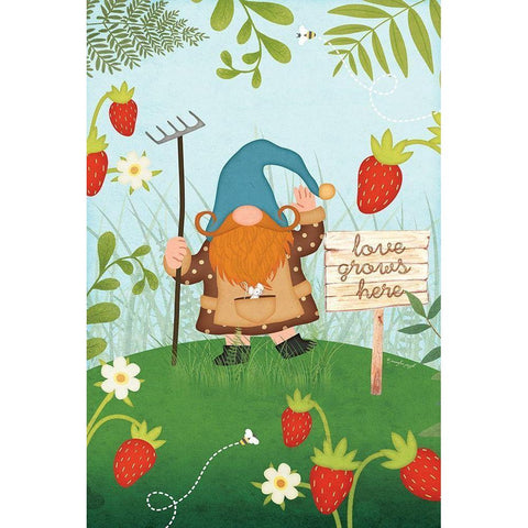 Gnome Berries White Modern Wood Framed Art Print by Pugh, Jennifer