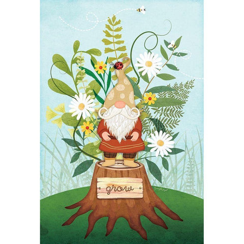 Gnome Grow White Modern Wood Framed Art Print by Pugh, Jennifer