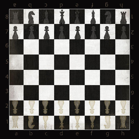 Vintage Chess Board White Modern Wood Framed Art Print with Double Matting by Pugh, Jennifer