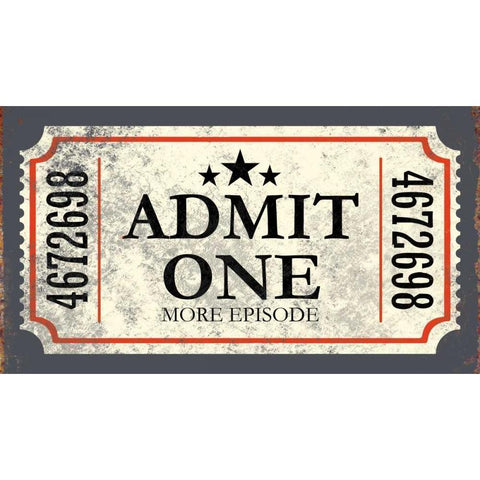 Admit One White Modern Wood Framed Art Print by Brando, JJ