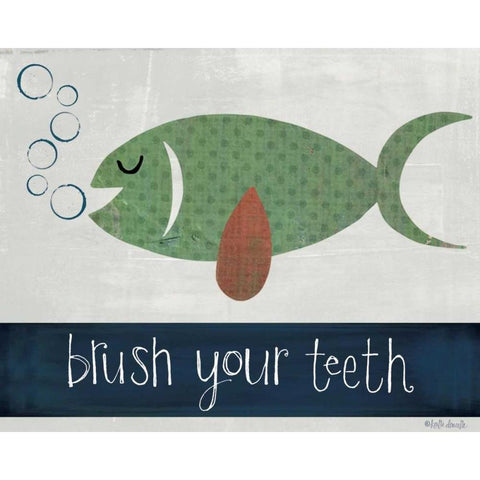 Brush Your Teeth White Modern Wood Framed Art Print by Doucette, Katie