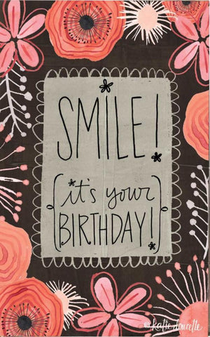 Smile Its Your Birthday Black Ornate Wood Framed Art Print with Double Matting by Doucette, Katie