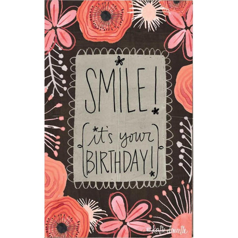 Smile Its Your Birthday Gold Ornate Wood Framed Art Print with Double Matting by Doucette, Katie