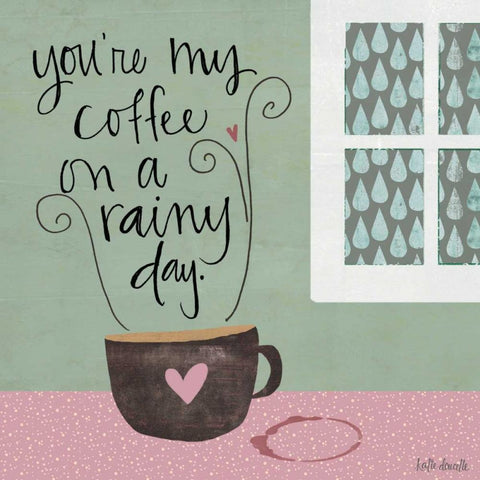 Rainy Day Coffee White Modern Wood Framed Art Print by Doucette, Katie