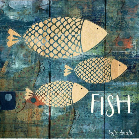 Fish White Modern Wood Framed Art Print with Double Matting by Doucette, Katie