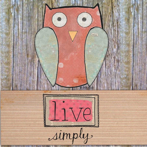 Simple Owl Square White Modern Wood Framed Art Print with Double Matting by Doucette, Katie